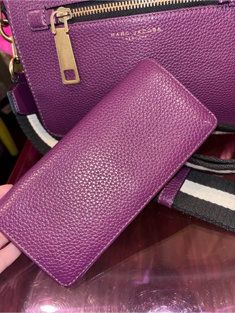 Marc Jacobs Purple Leather Crossbody Gotham Bag with Matching Wallet - Picture 7 of 8